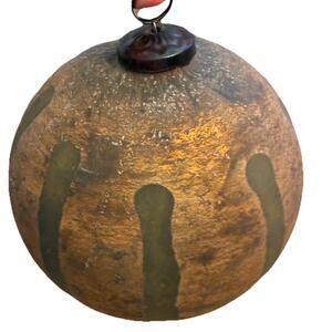 distressed bronze Antique glass Christmas ornament Rustic Dark Stripes Metallic